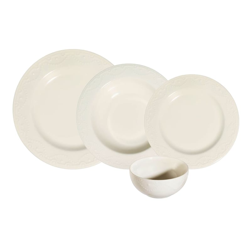 Middagsservise (24 deler) Opviq Zincir 24 (32 x 36 x 41 cm) Hvit - Hvit - Servering & borddekking - Tallerkener - Firkantet tallerken