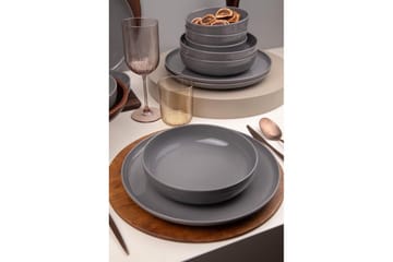 Spisesett (12 deler) Athodna Antrasitt - Antrasitt - Servering & borddekking - Tallerkener - Tallerkensett