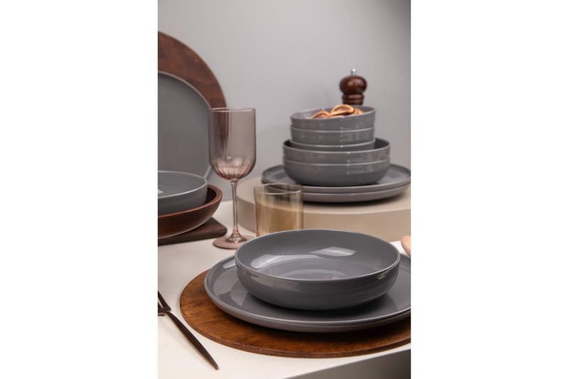 Spisesett (12 deler) Athodna Antrasitt - Antrasitt - Servering & borddekking - Tallerkener - Tallerkensett