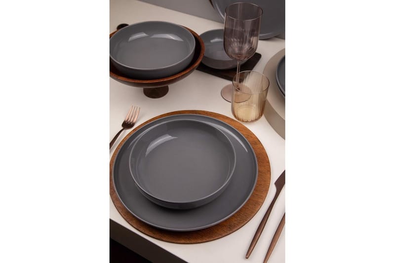 Spisesett (12 deler) Athodna Antrasitt - Antrasitt - Servering & borddekking - Tallerkener - Tallerkensett