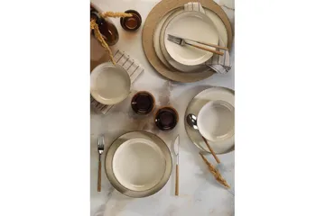 Spisesett (12 deler) Kremfarget regal - Cremehvit - Servering & borddekking - Tallerkener - Tallerkensett