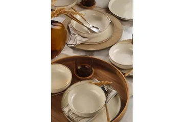 Spisesett (12 deler) Kremfarget regal - Cremehvit - Servering & borddekking - Tallerkener - Tallerkensett