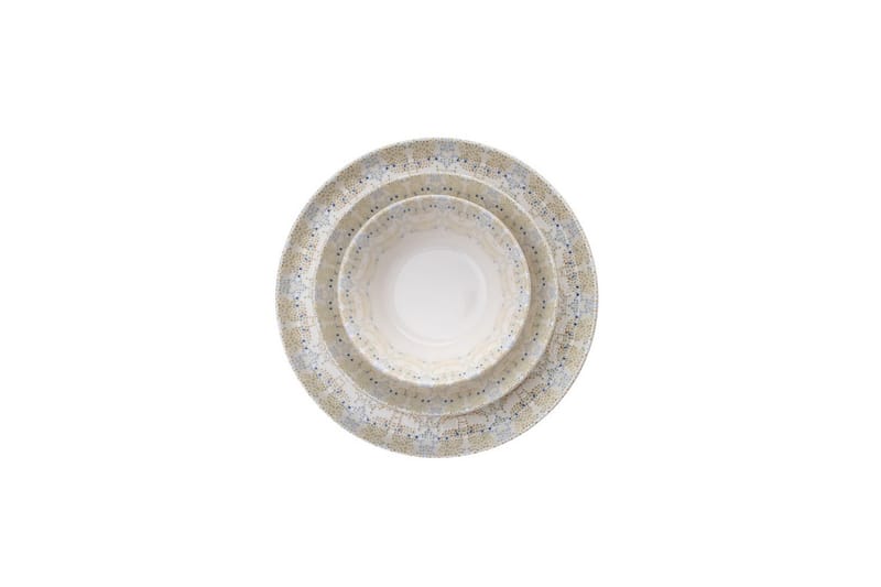 Spisesett (12 deler) Matlerd Flerfarget - Beige - Servering & borddekking - Tallerkener - Tallerkensett