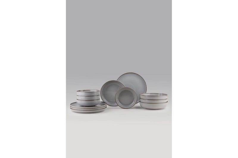 Spisesett (12 deler) Pinewick Grå, Kullgrå