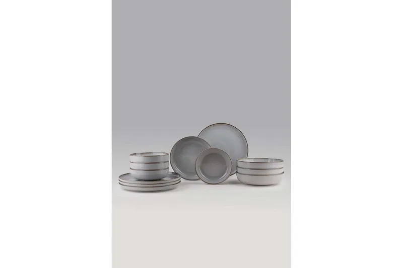Spisesett (12 deler) Pinewick Grå, Kullgrå