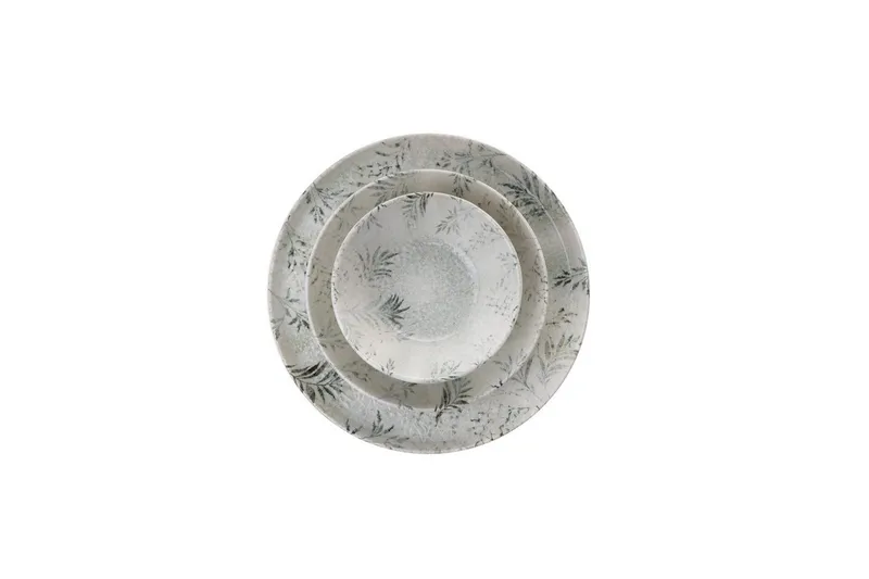 Spisesett (18 deler) Haruka Hvit / Antrasitt - Hvit/Antrasitt - Servering & borddekking - Tallerkener - Tallerkensett