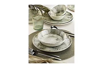 Spisesett (18 deler) Haruka Hvit / Antrasitt - Hvit/Antrasitt - Servering & borddekking - Tallerkener - Tallerkensett