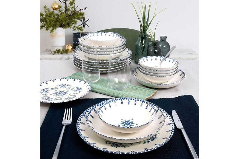 Subatan Tallerkensett 24 Deler, Porselen/Hvit