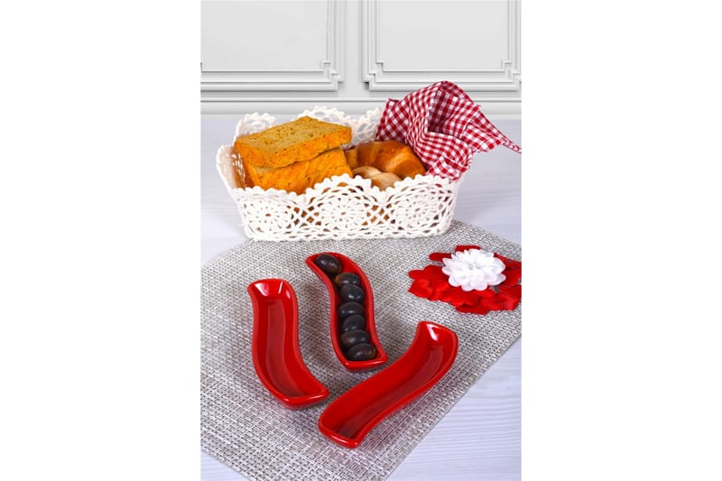Tallerkensett 3-pk - Rød - Servering & borddekking - Tallerkener - Tallerkensett