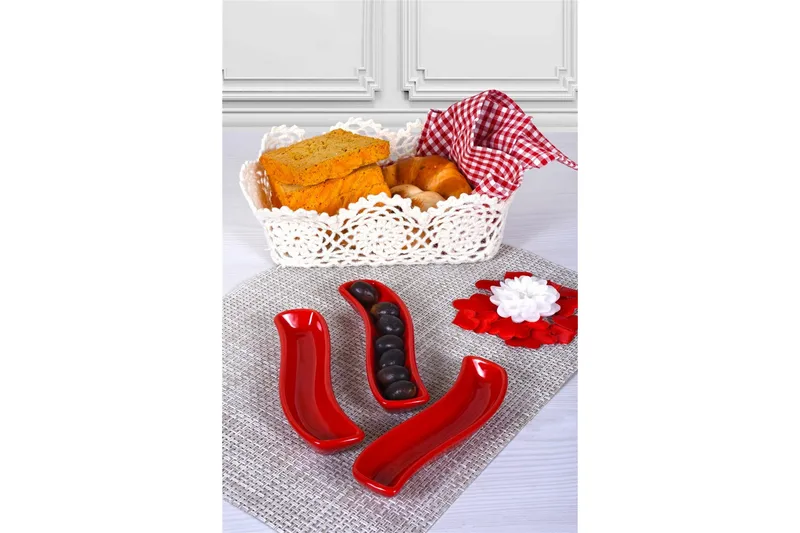 Tallerkensett 3-pk - Rød - Servering & borddekking - Tallerkener - Tallerkensett