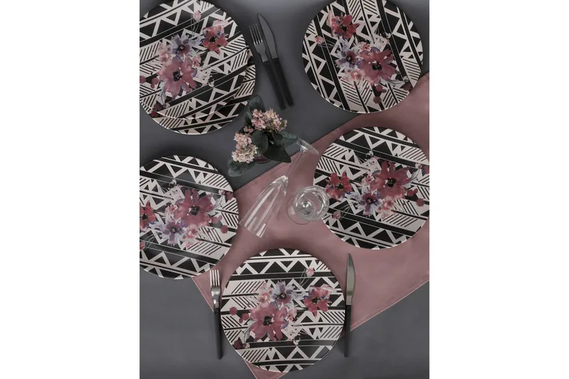 Tallerkensett 6-pk - Hvit/Svart/Lilla - Servering & borddekking - Tallerkener - Tallerkensett