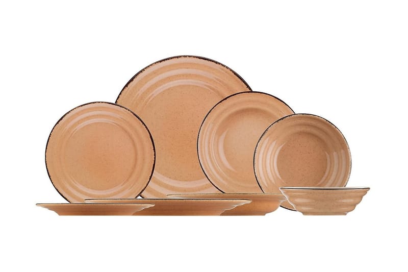 Tallerkensett Adine 24 Deler, Porselen/Lyserosa