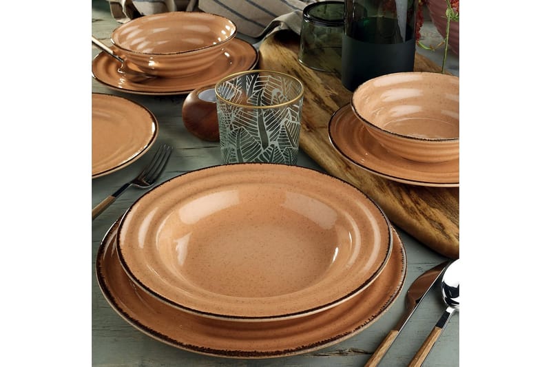 Tallerkensett Adine 24 Deler - Porselen/Lyserosa - Servering & borddekking - Tallerkener - Tallerkensett