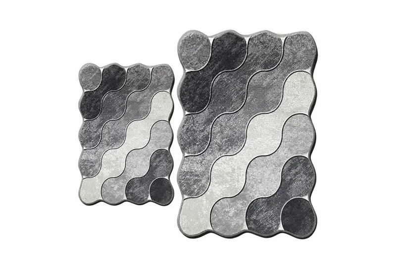 Badenaromsmattesett (2 deler) Sirkel Grå / Lys Grå / Hvit, Grå / Lys Grå / Hvit