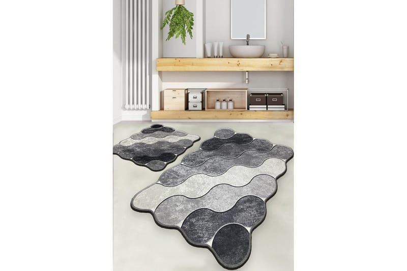 Badenaromsmattesett (2 deler) Sirkel Grå / Lys Grå / Hvit - Grå / Lys Grå / Hvit - Tekstiler & tepper - Baderomstekstiler