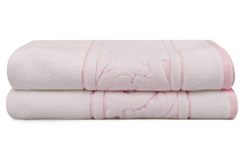 Badehåndkle Hobby 70x140 cm 2-pk - Hvit/Rosa - Baderomstekstiler - Stort badelaken - Håndklær og badehåndkle
