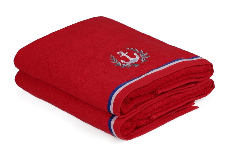Badehåndkle Rhuddlan 2-pk - Rød - Baderomstekstiler - Håndklær og badehåndkle