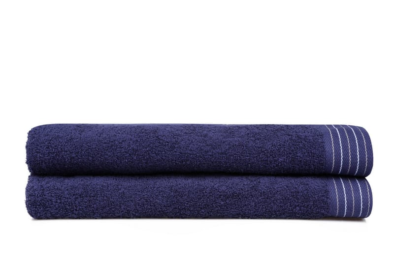 Badehåndkle Romilla 2-pk - Mørkeblå/Hvit - Baderomstekstiler - Håndklær og badehåndkle