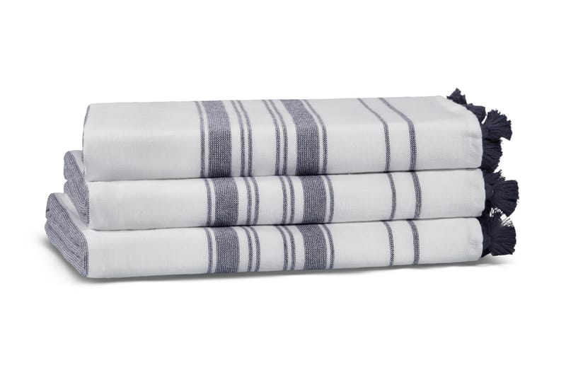 Badehåndkle Skeens - Hvit/Mørkeblå - Baderomstekstiler - Stort badelaken - Håndklær og badehåndkle