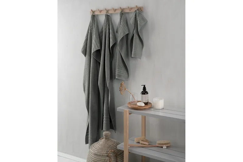 Dusjhåndkle Basic Frotté 65 x 130 cm - Grå - Tekstiler & tepper - Baderomstekstiler