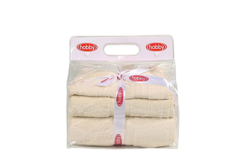 Hobby Håndkle Set om 3 - Creme - Tekstiler & tepper - Baderomstekstiler - Håndklær