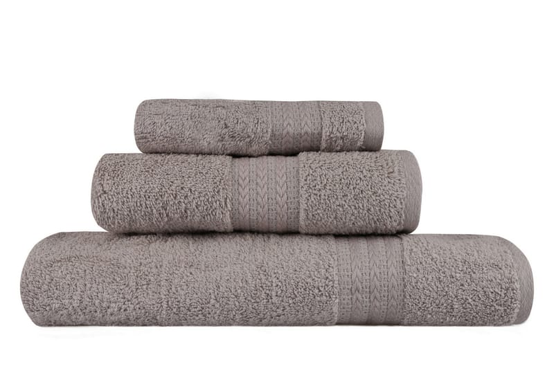 Hobby Håndkle Set om 3 - Grå - Tekstiler & tepper - Baderomstekstiler - Håndklær