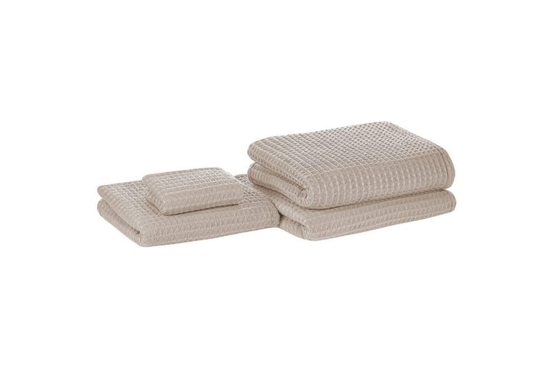 Håndkle Areora sett med 4 Beige - Beige - Tekstiler & tepper - Baderomstekstiler