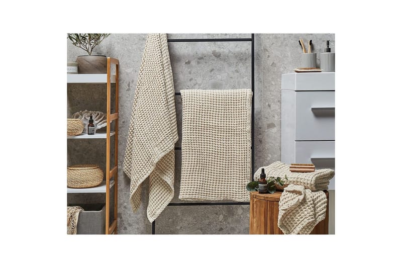 Håndkle Areora sett med 4 Beige - Beige - Tekstiler & tepper - Baderomstekstiler