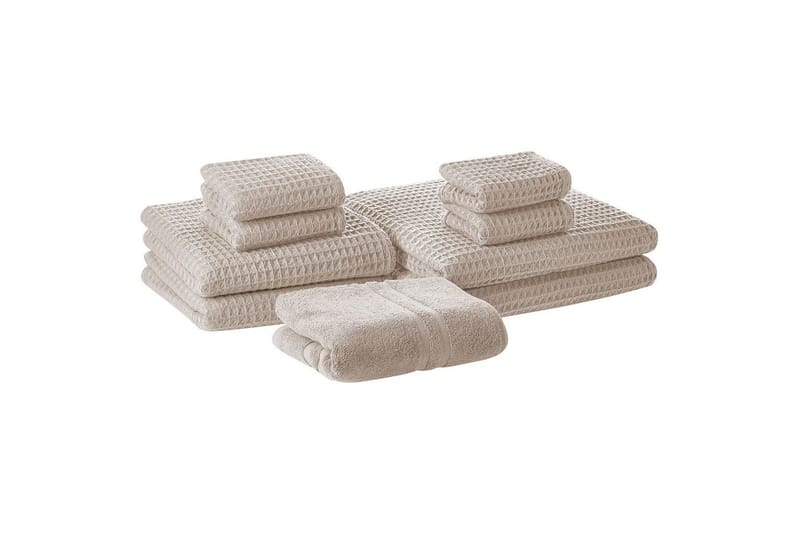 Håndkle Areora sett med 9 Beige - Beige - Tekstiler & tepper - Baderomstekstiler - Håndklær
