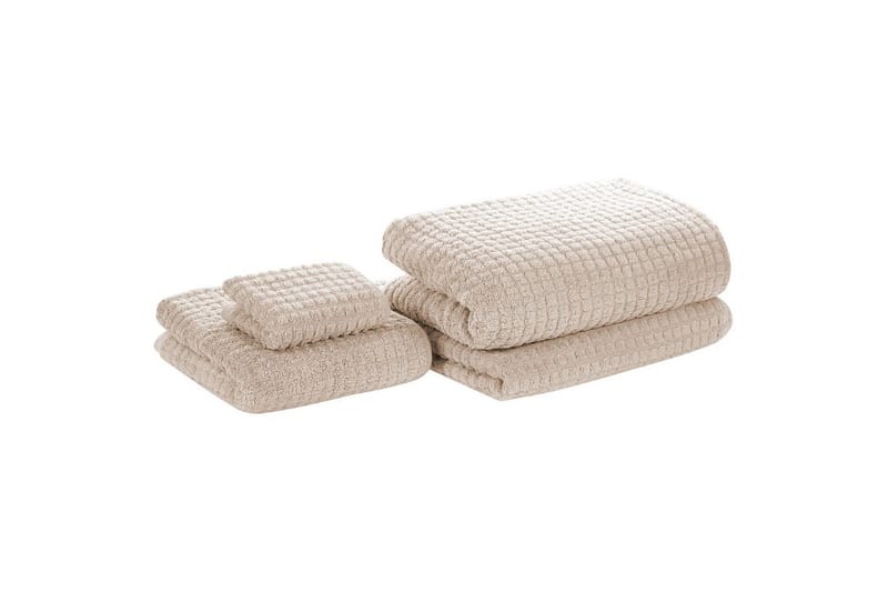 Håndkle Atai sett på 4 Beige - Beige - Tekstiler & tepper - Baderomstekstiler - Håndklær