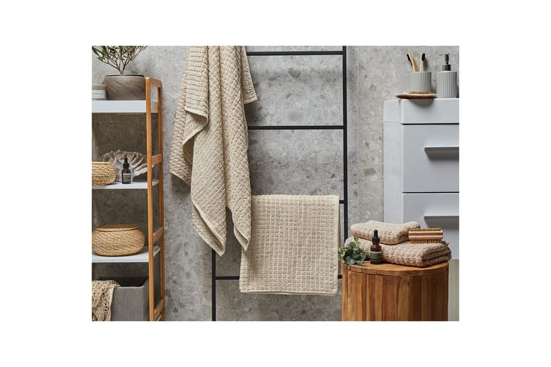 Håndkle Atai sett på 4 Beige - Beige - Tekstiler & tepper - Baderomstekstiler - Håndklær