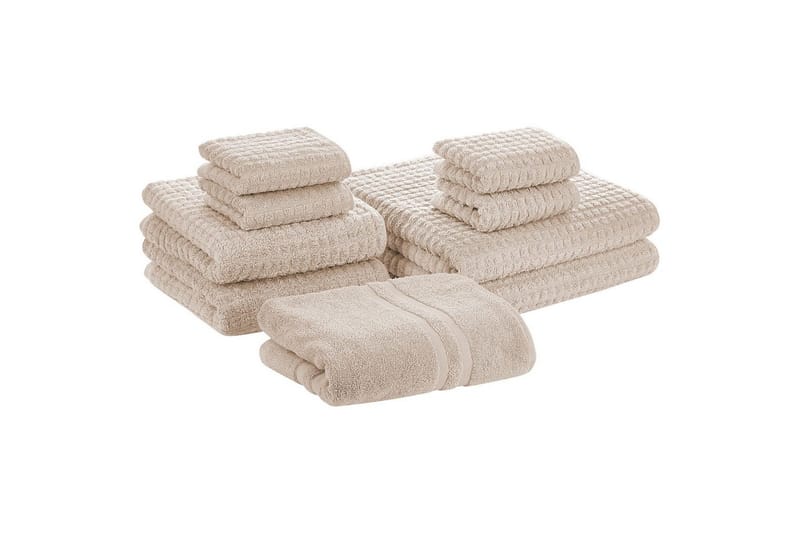 Håndkle Atai sett på 9 Beige - Beige - Tekstiler & tepper - Baderomstekstiler - Håndklær