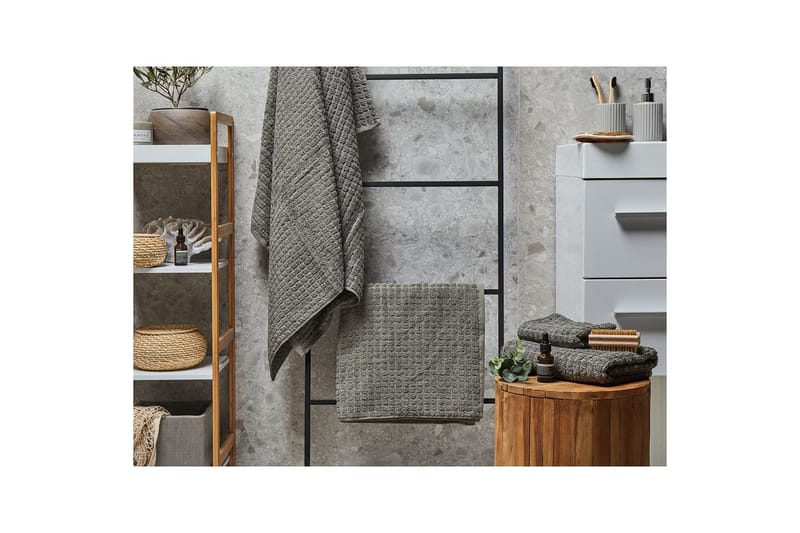 Håndkle Atai sett på 4 Grå - Grå - Tekstiler & tepper - Baderomstekstiler - Håndklær