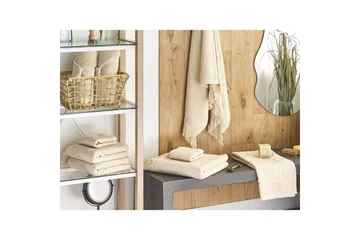 Håndkle Atiu sett på 9 Beige - Beige - Tekstiler & tepper - Baderomstekstiler - Håndklær