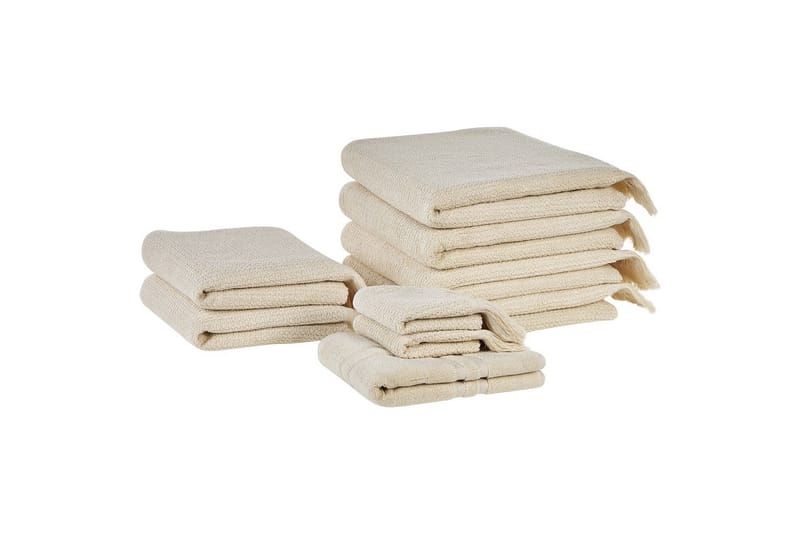 Håndkle Atiu sett på 9 Beige - Beige - Tekstiler & tepper - Baderomstekstiler - Håndklær
