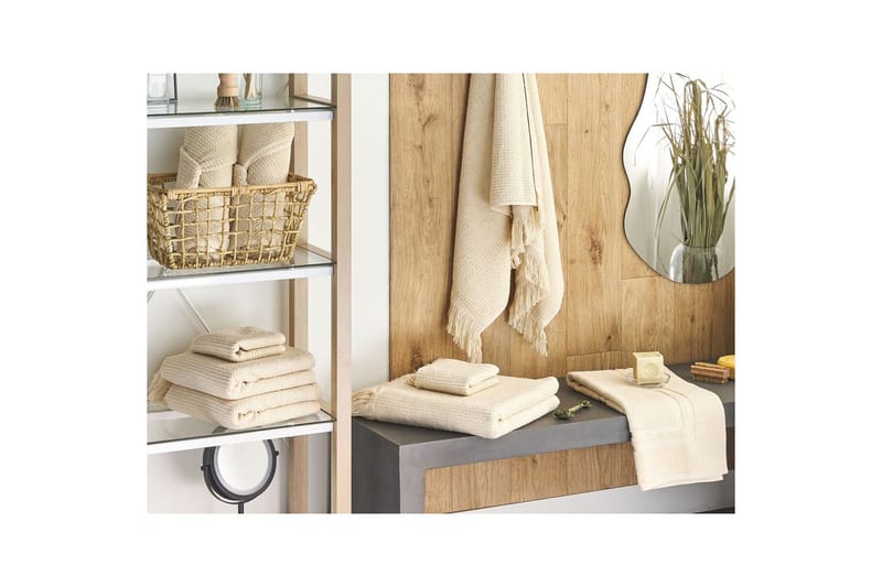 Håndkle Atiu sett på 9 Beige - Beige - Tekstiler & tepper - Baderomstekstiler - Håndklær