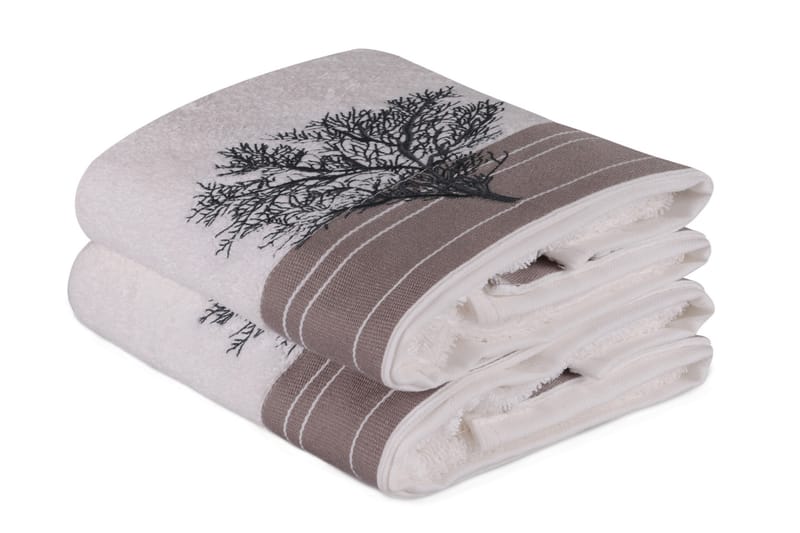 Håndkle Hobby 50x90 cm 2-pk - Hvit/Beige - Baderomstekstiler - Håndklær