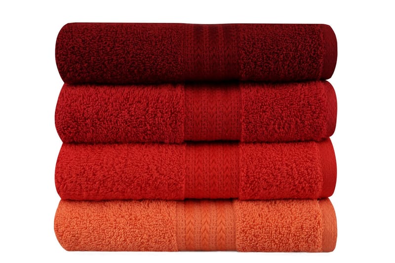 Håndkle Hobby 50x90 cm 4-pk - Oransje/Rød/Rosa - Baderomstekstiler - Håndklær