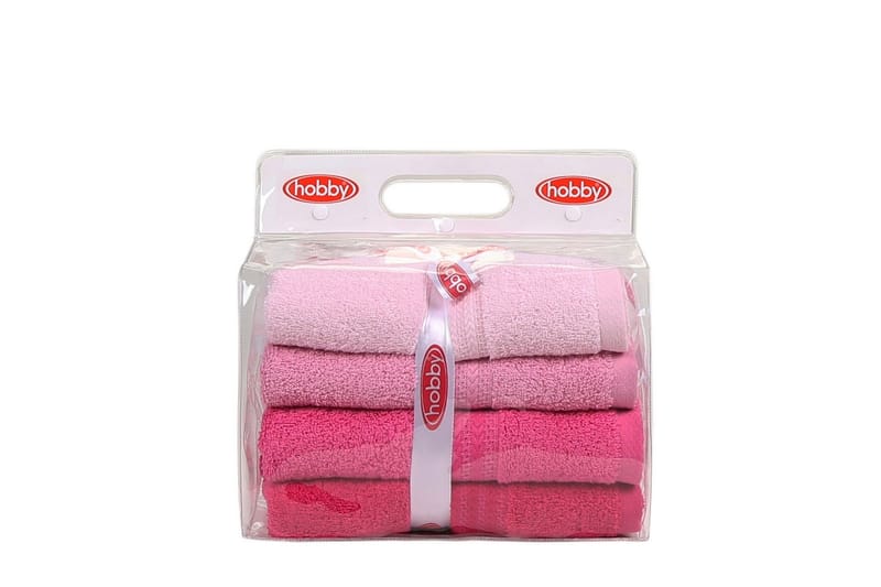 Håndkle Hobby 50x90 cm 4-pk - Rosa - Baderomstekstiler - Håndklær