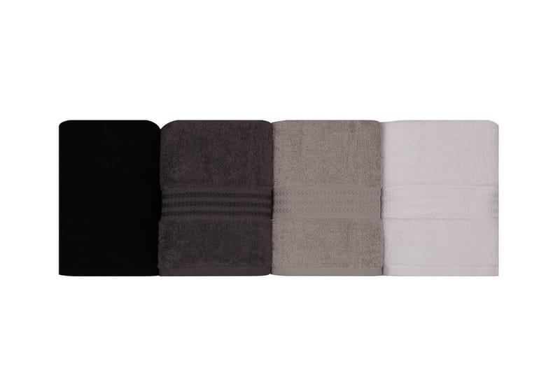 Håndkle Hobby 50x90 cm 4-pk - Hvit/Grå/Mørkegrå/Svart - Baderomstekstiler - Håndklær