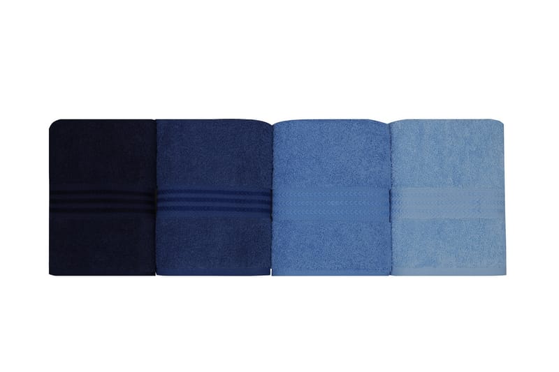 Håndkle Hobby 50x90 cm 4-pk - Mørkeblå/Blå/Lyseblå - Baderomstekstiler - Håndklær