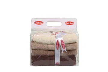 Håndkle Hobby 50x90 cm 4-pk - Creme/Beige/Brun - Tekstiler & tepper - Baderomstekstiler