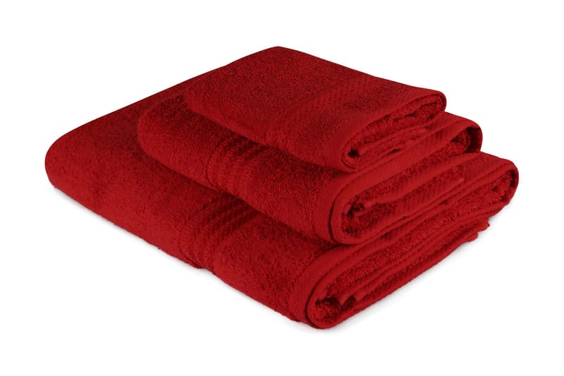 Håndkle Hobby Set om 3 - Rød - Håndklær