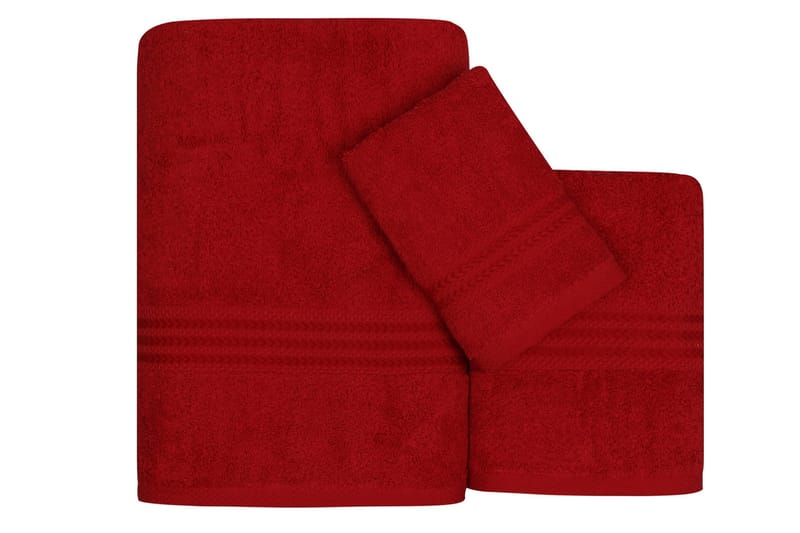 Håndkle Hobby Set om 3 - Rød - Håndklær