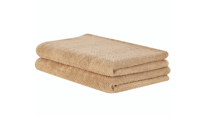 Håndkle Mitiaro sett av 2 Beige - Beige - Tekstiler & tepper - Baderomstekstiler