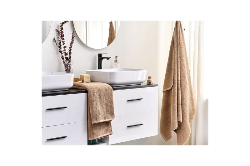 Håndkle Mitiaro sett av 2 Beige - Beige - Tekstiler & tepper - Baderomstekstiler