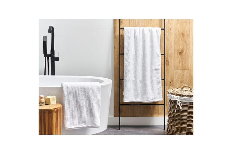 Håndkle Mitiaro sett av 2 Hvit - Hvit - Tekstiler & tepper - Baderomstekstiler