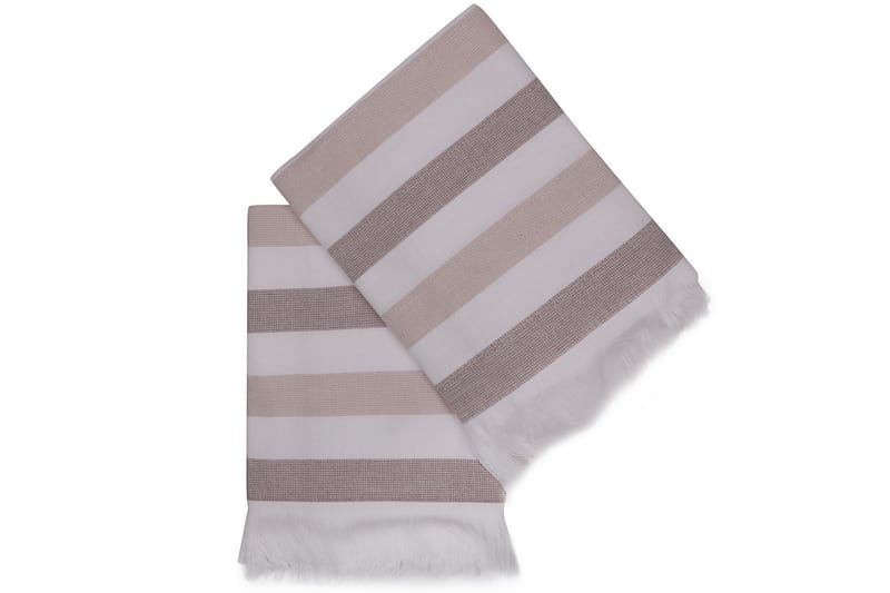 Håndkle Rhuddlan 2-pk - Brun/Hvit - Baderomstekstiler - Håndklær