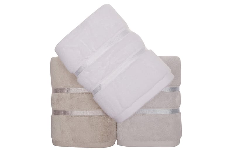Håndkle Rhuddlan 3-pk - Hvit/Lyseblå/Lysebrun - Baderomstekstiler - Håndklær