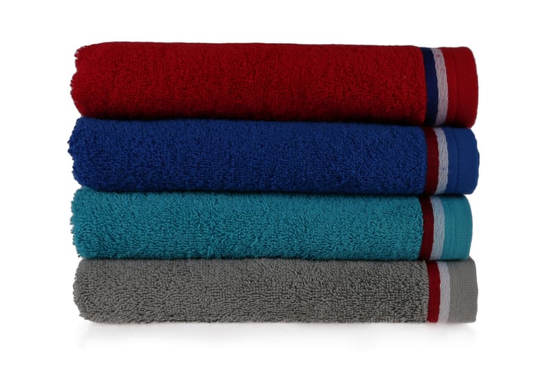 Håndkle Rhuddlan 4-pk - Rød/Grå/Turkis/Blå - Tekstiler & tepper - Baderomstekstiler
